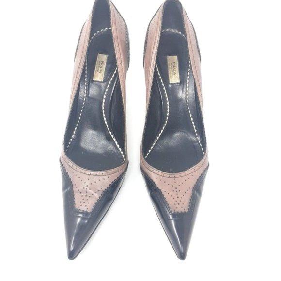 Prada Leather Oxford Pointy Pumps 37.5 - Picture 2 of 9